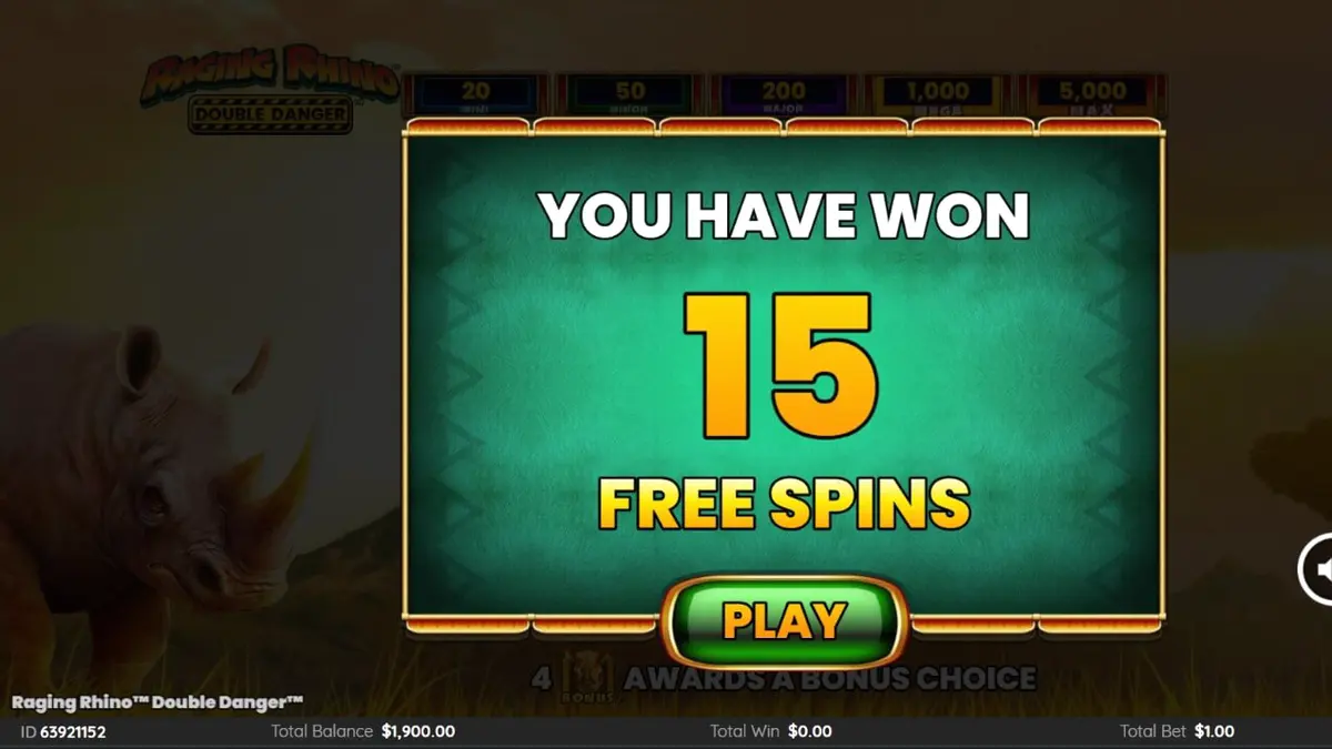Raging Rhino Double Danger slot gameplay