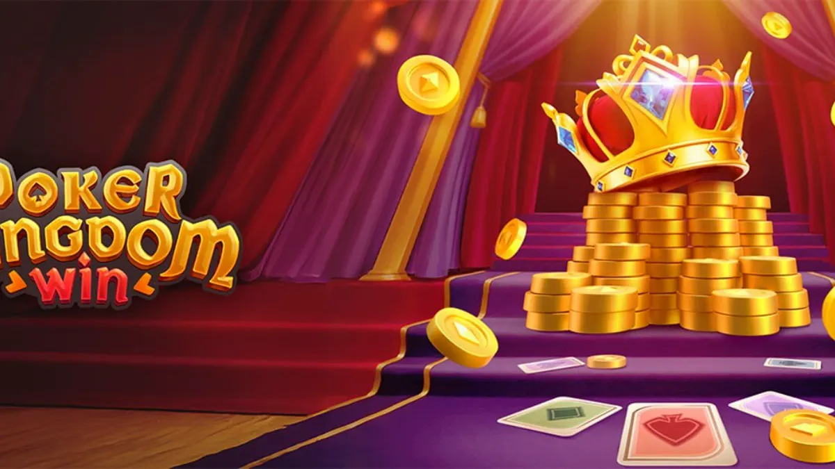Tampilan visual slot Poker Kingdom Win dengan tema abad pertengahan dan kartu remi